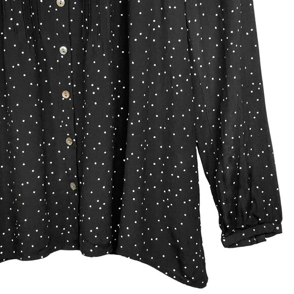 J. Jill Pure Jill Blouse Top Women Size S Black Polka Dot 100% Rayon Button Up - Picture 4 of 13